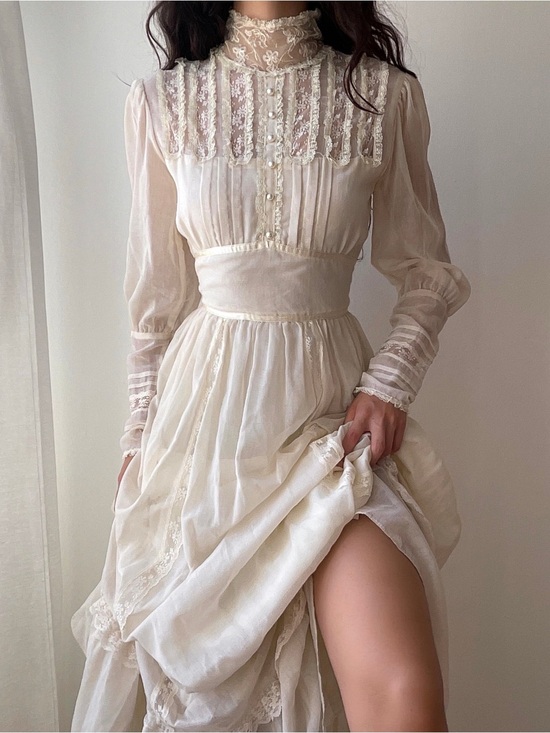 Gunne Sax Dresses & Skirts - GUNNE SAX • 1970s ETHEREAL TRUE VINTAGE COTTON LACE PRAIRIE SUMMER WEDDING DRESS